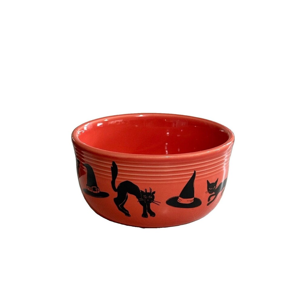 Fiesta Ware Black Cats & Witch Hats Halloween Gusto Bowl Persimmon Glaze Color